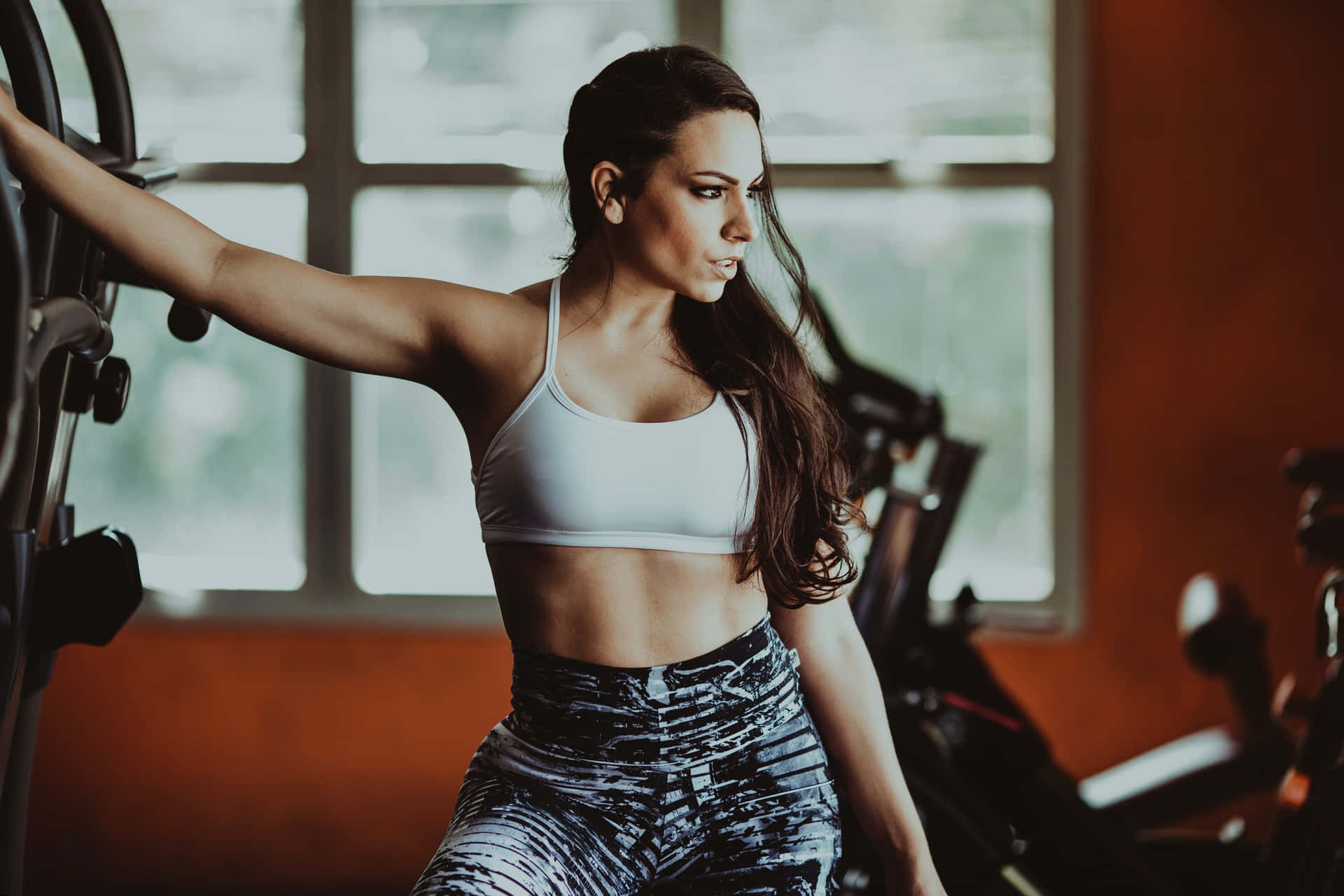 Female Body In The Gym Background