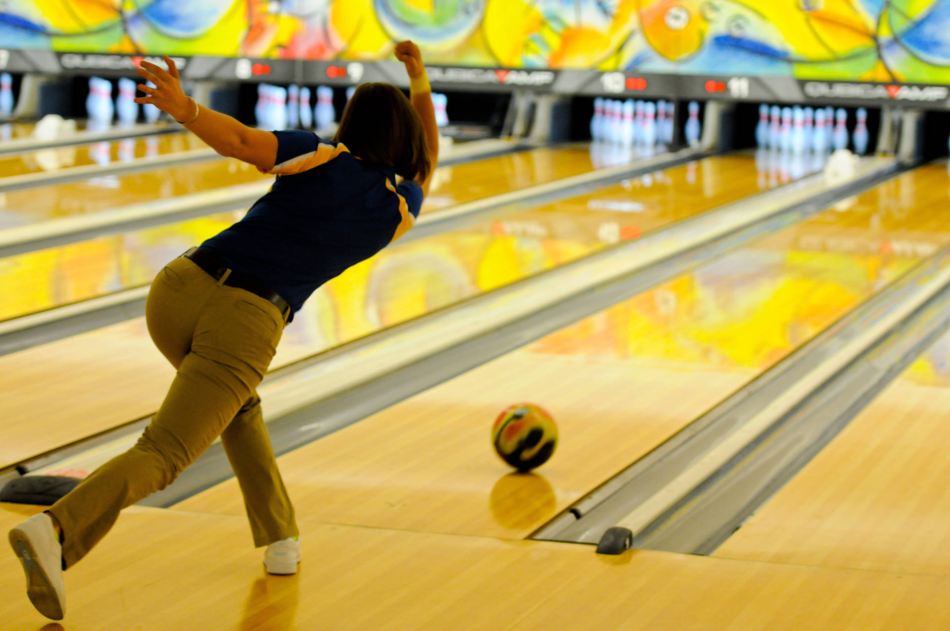 Female Bowler Playing Bowling Background