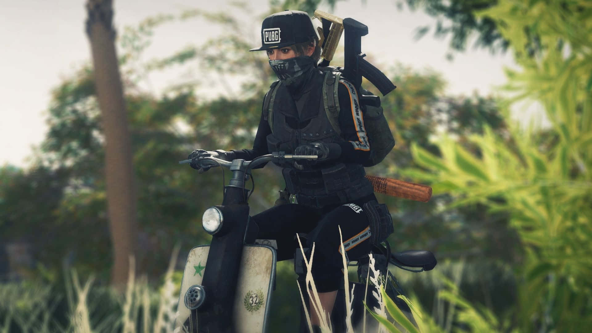 Female Character Rides Scooter Pubg 1920x1080