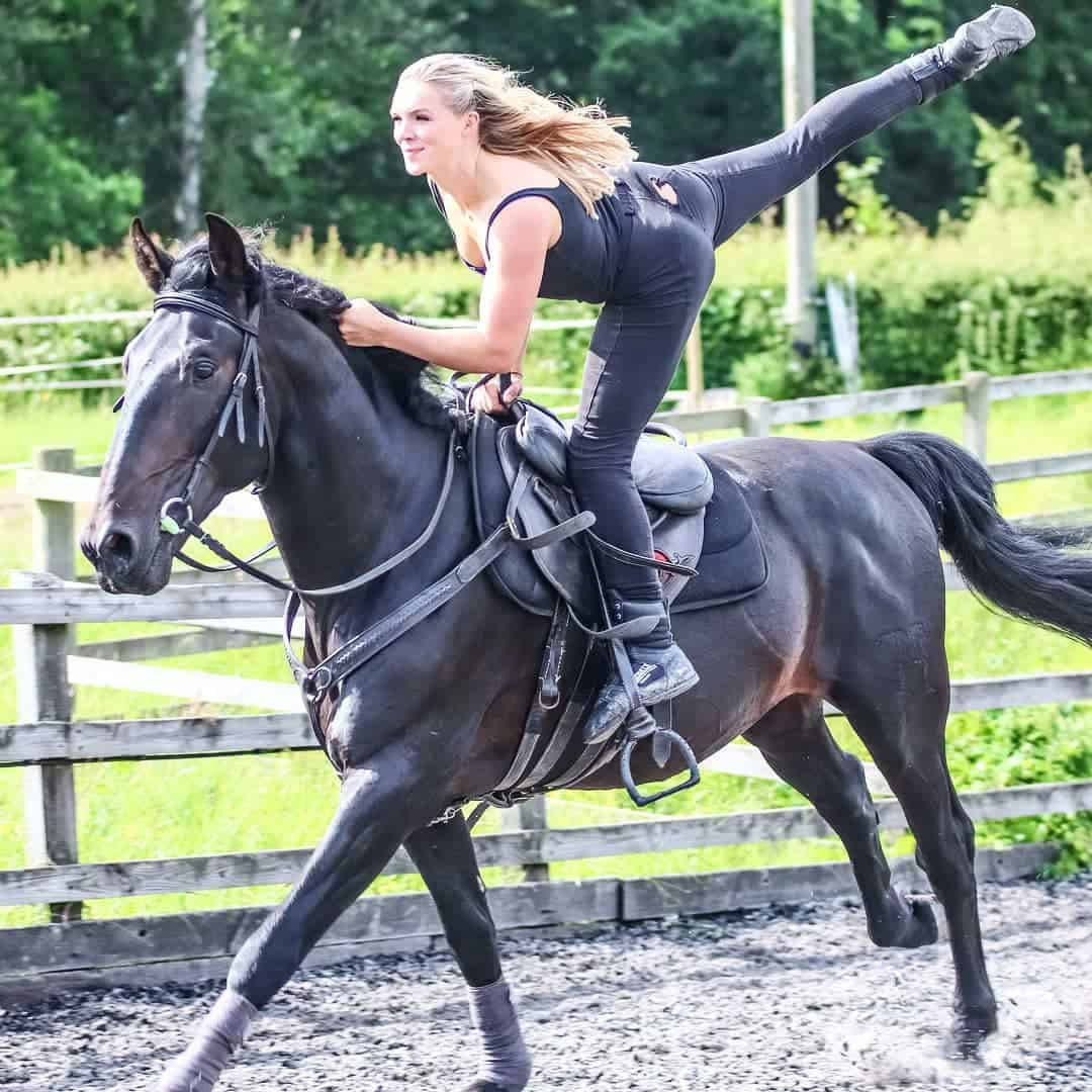 Female Equestrian Riding A Silesian Horse