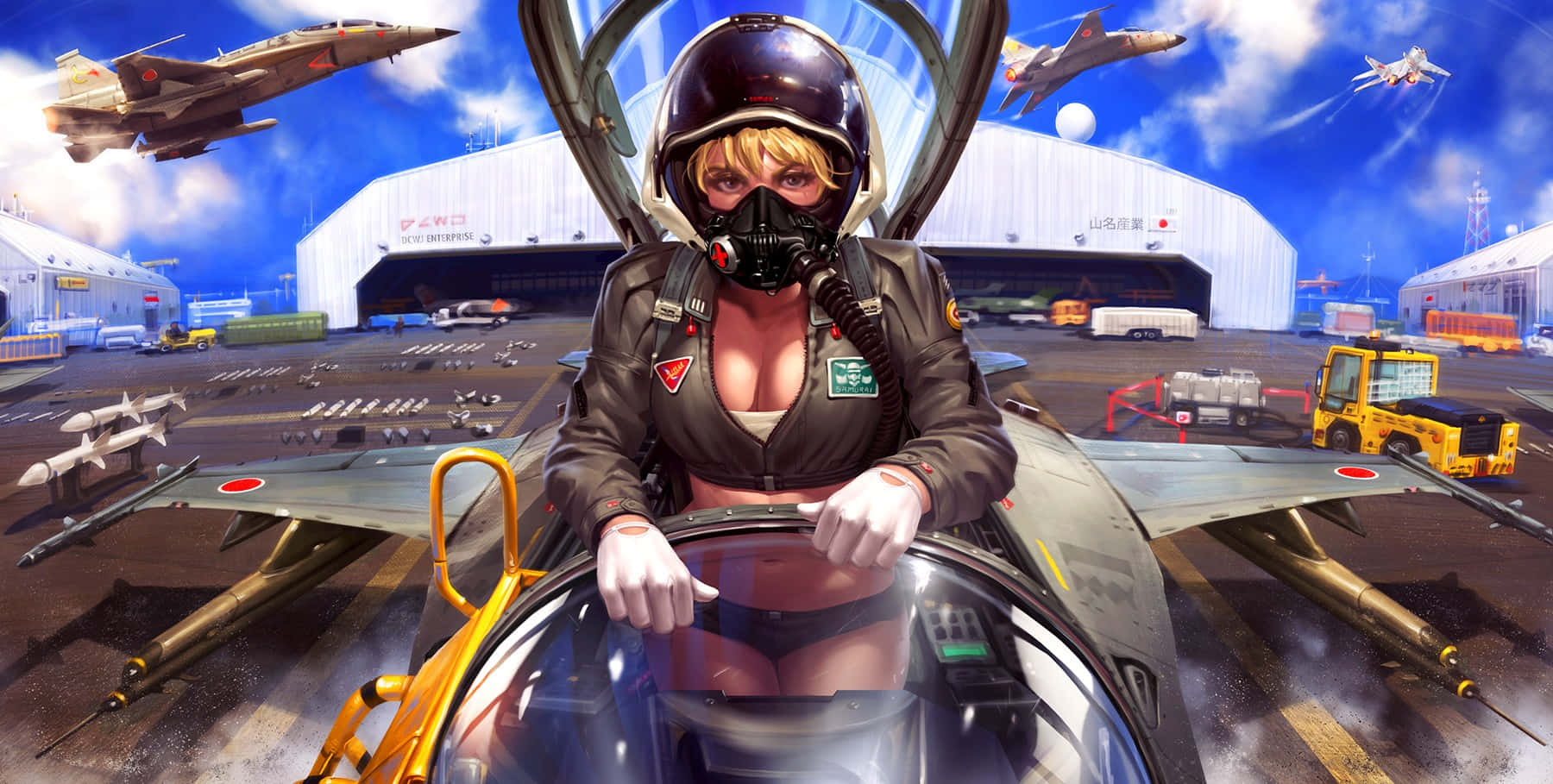 Female Pilot Drawing Art Background
