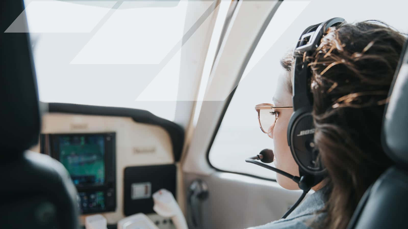 Female Pilot Navigating Background