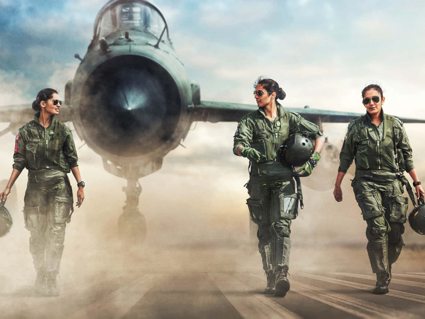 Female Pilots Landed Background