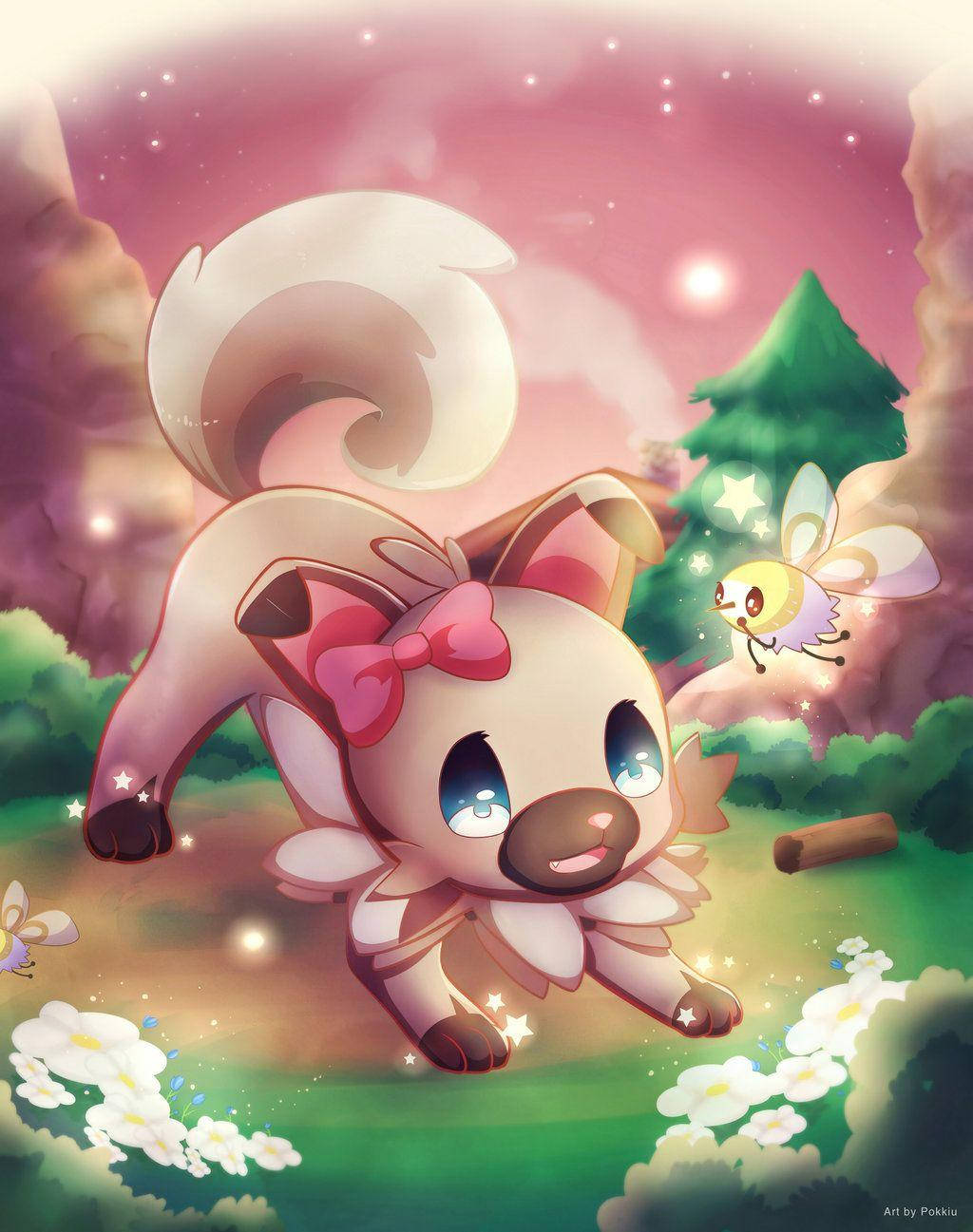 Female Rockruff Art Background