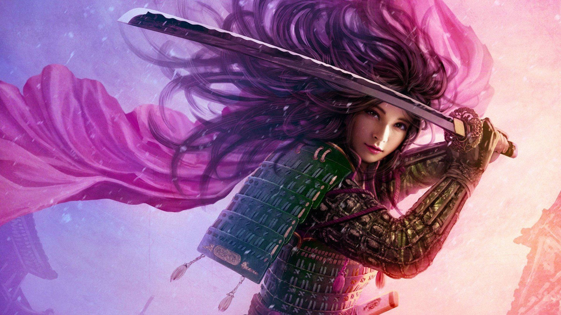 Female Samurai Art Background