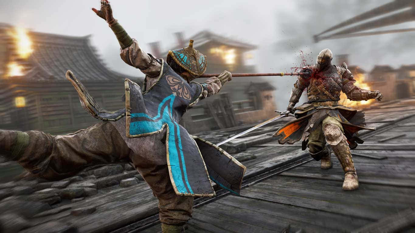 Female Samurai For Honor Fighting Background