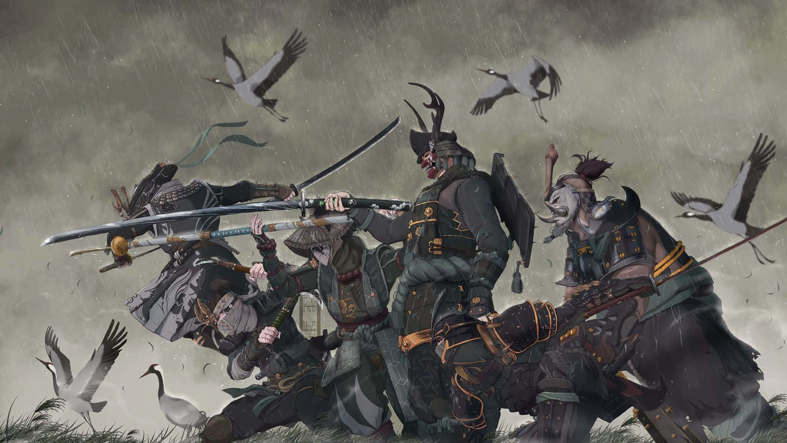 Female Samurai For Honor With Characters Background