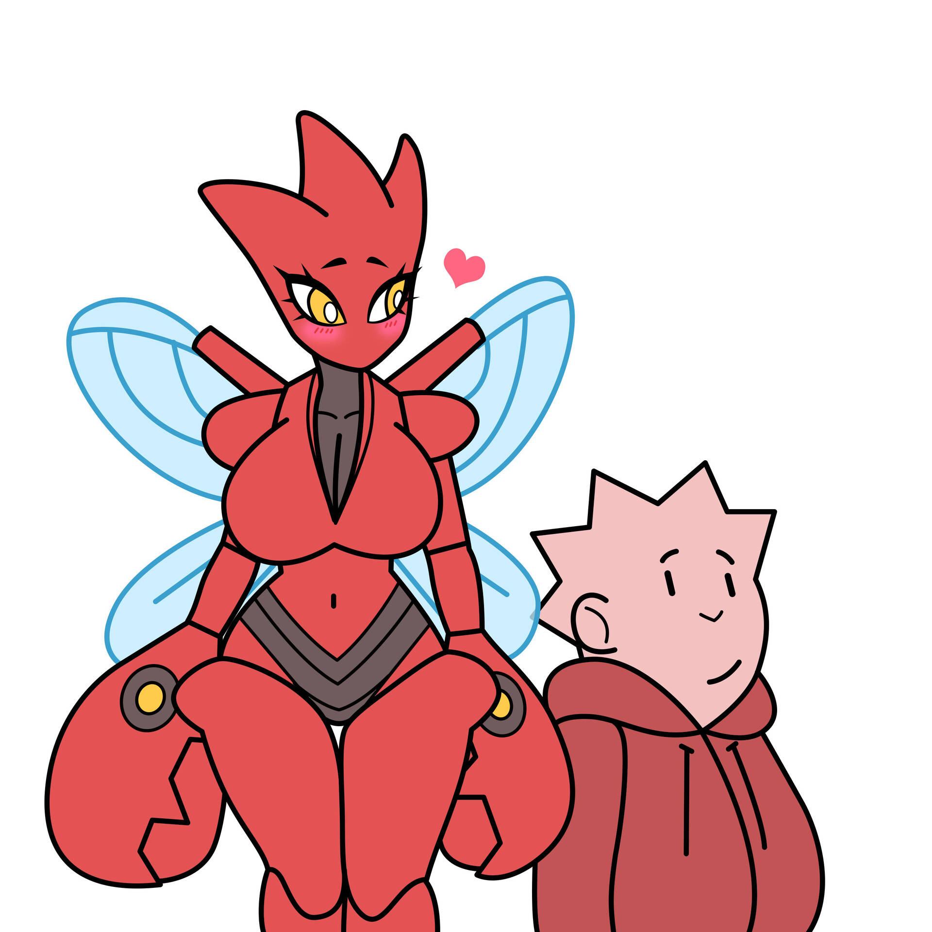 Female Scizor And Trainer Background