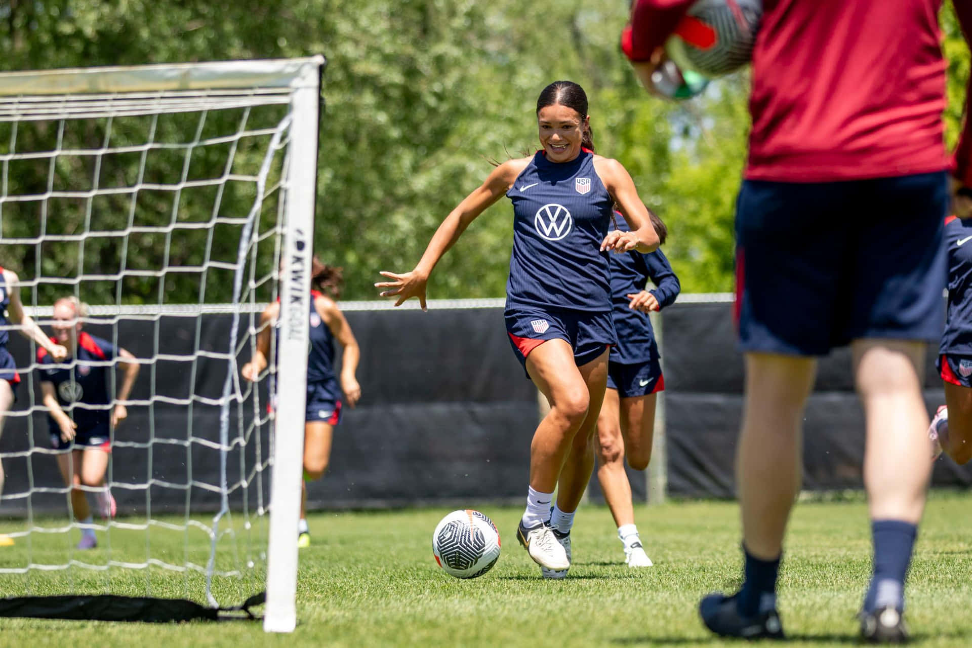 Female Soccer Player Training Session Background