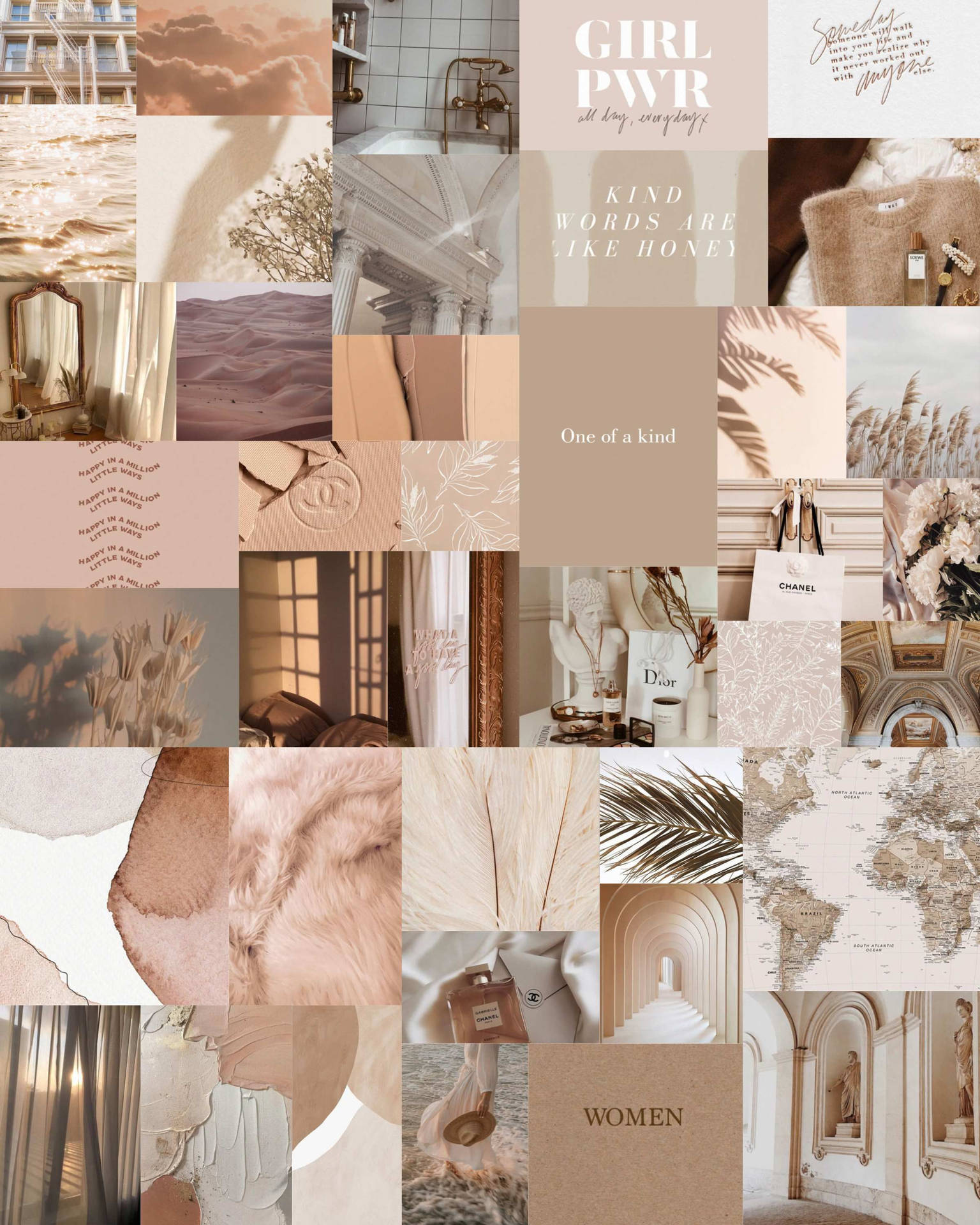 Feminine Beige Aesthetic Collage Background