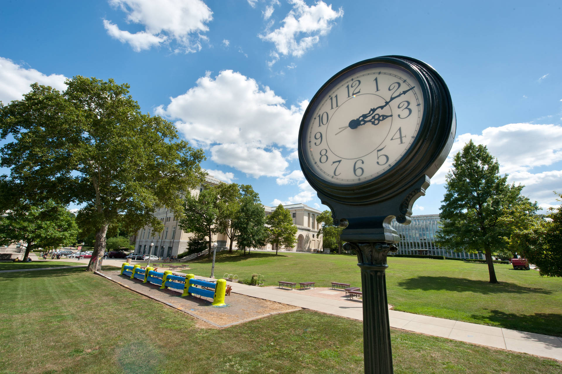 Fence And Clock At Carnegie Mellon University