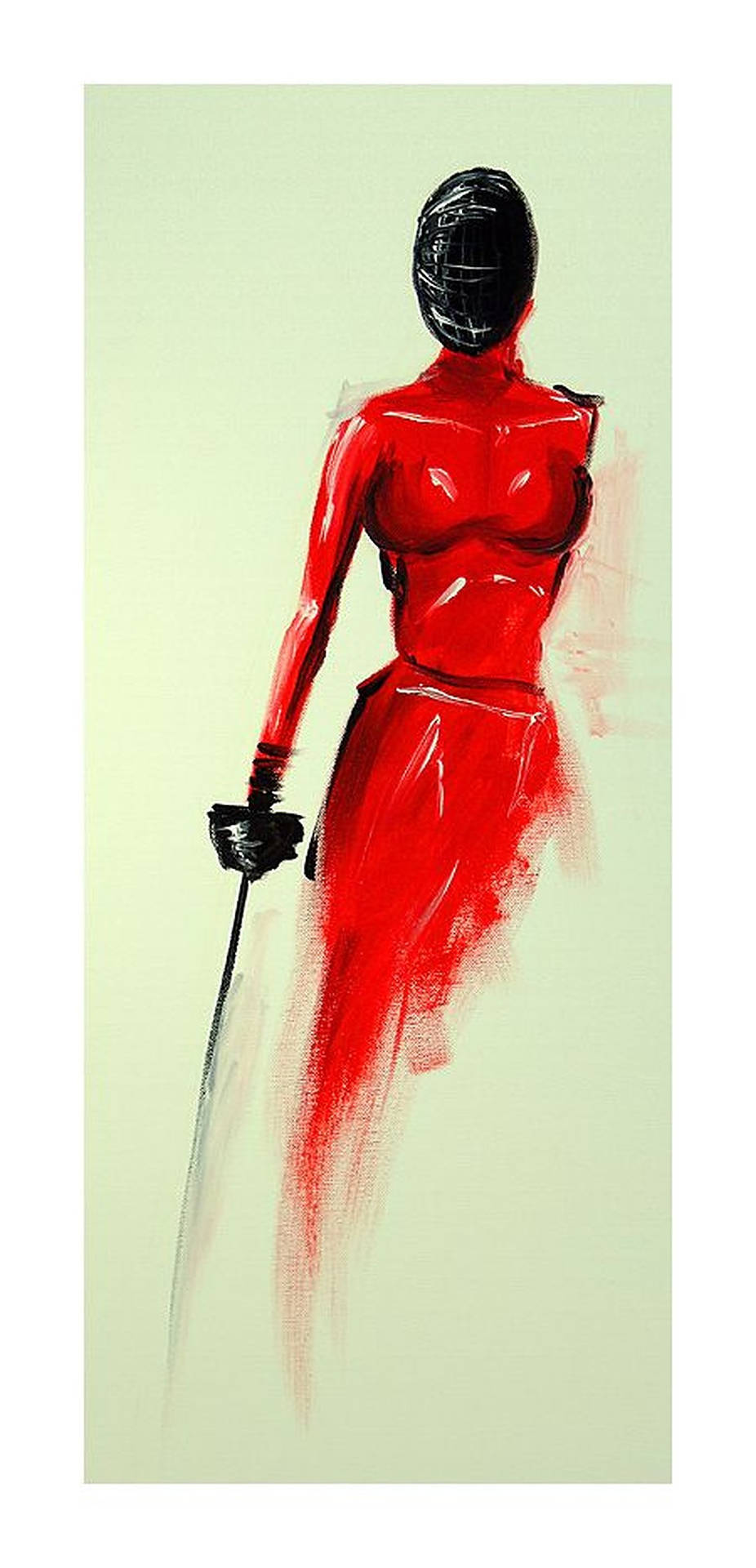 Fencing Kendo Red Painting Background