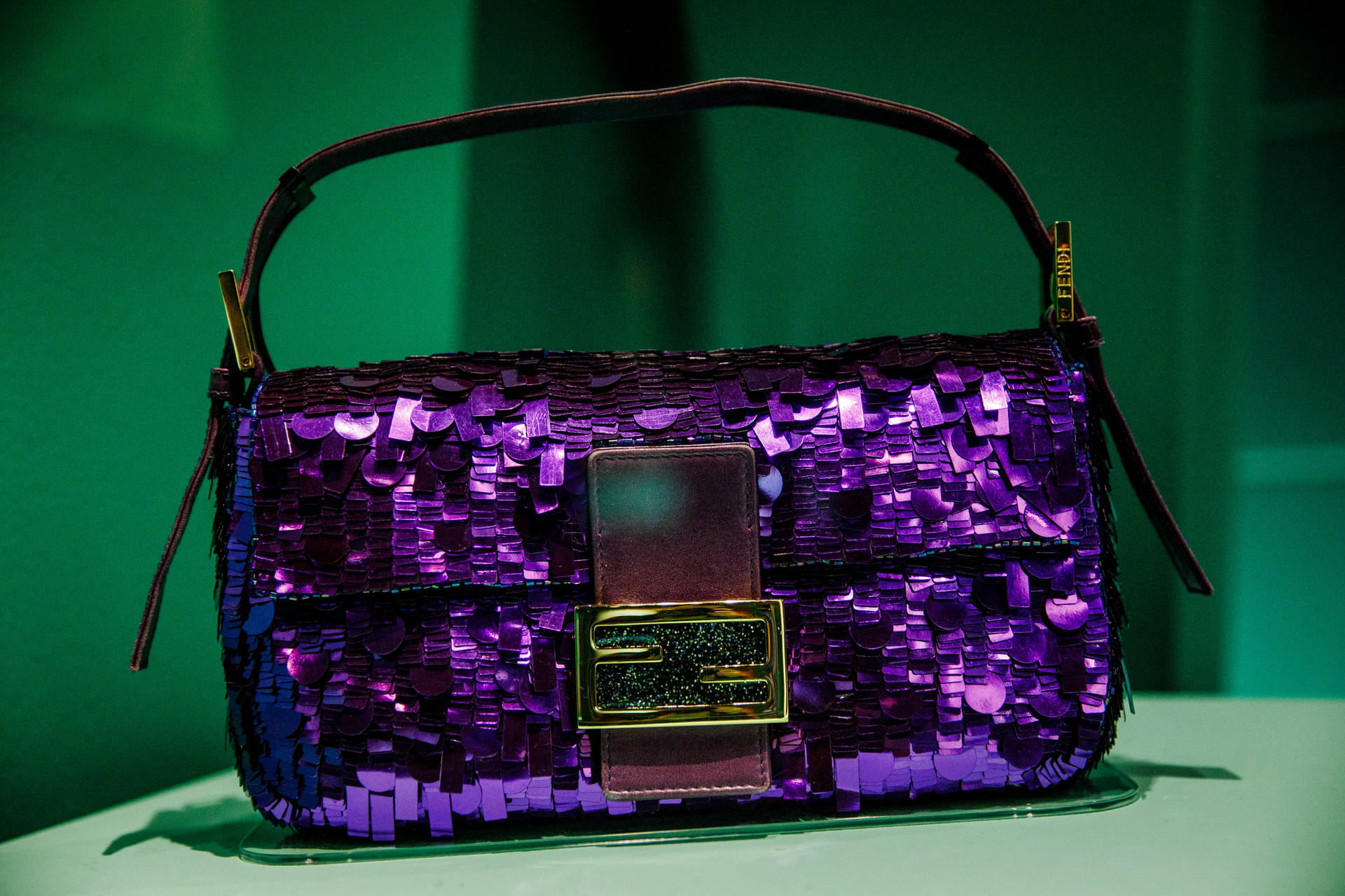 Fendi Violet Baguette Bag Background