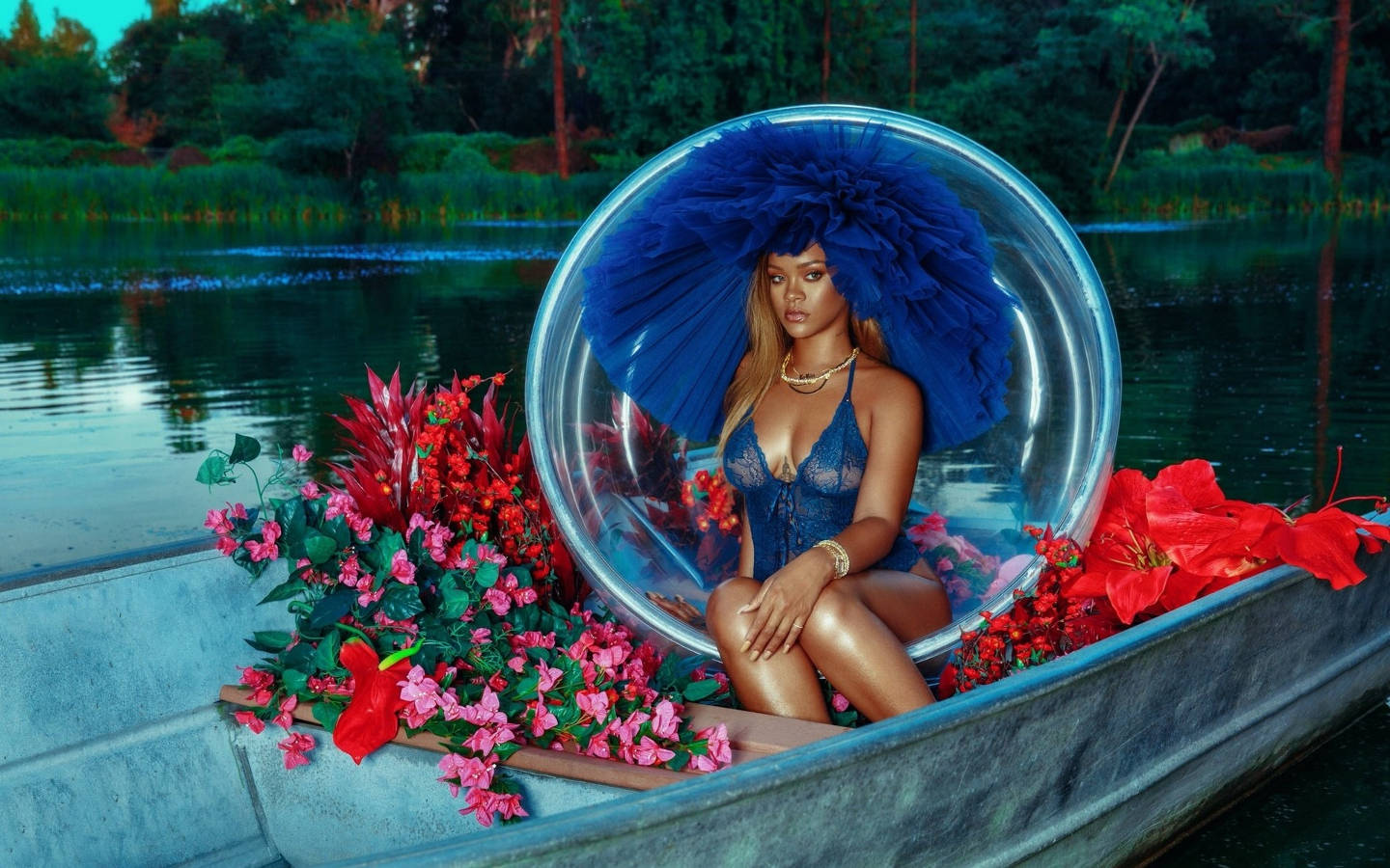 Fenty Rihanna On A Boat Background