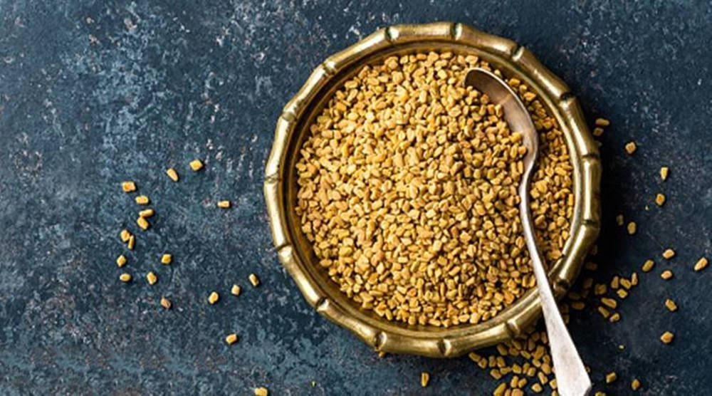 Fenugreek Seeds In A Copper Dish Background