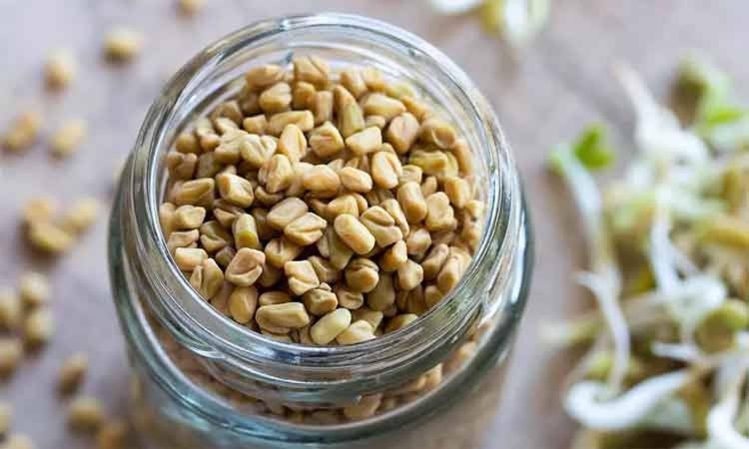 Fenugreek Seeds In A Glass Jar