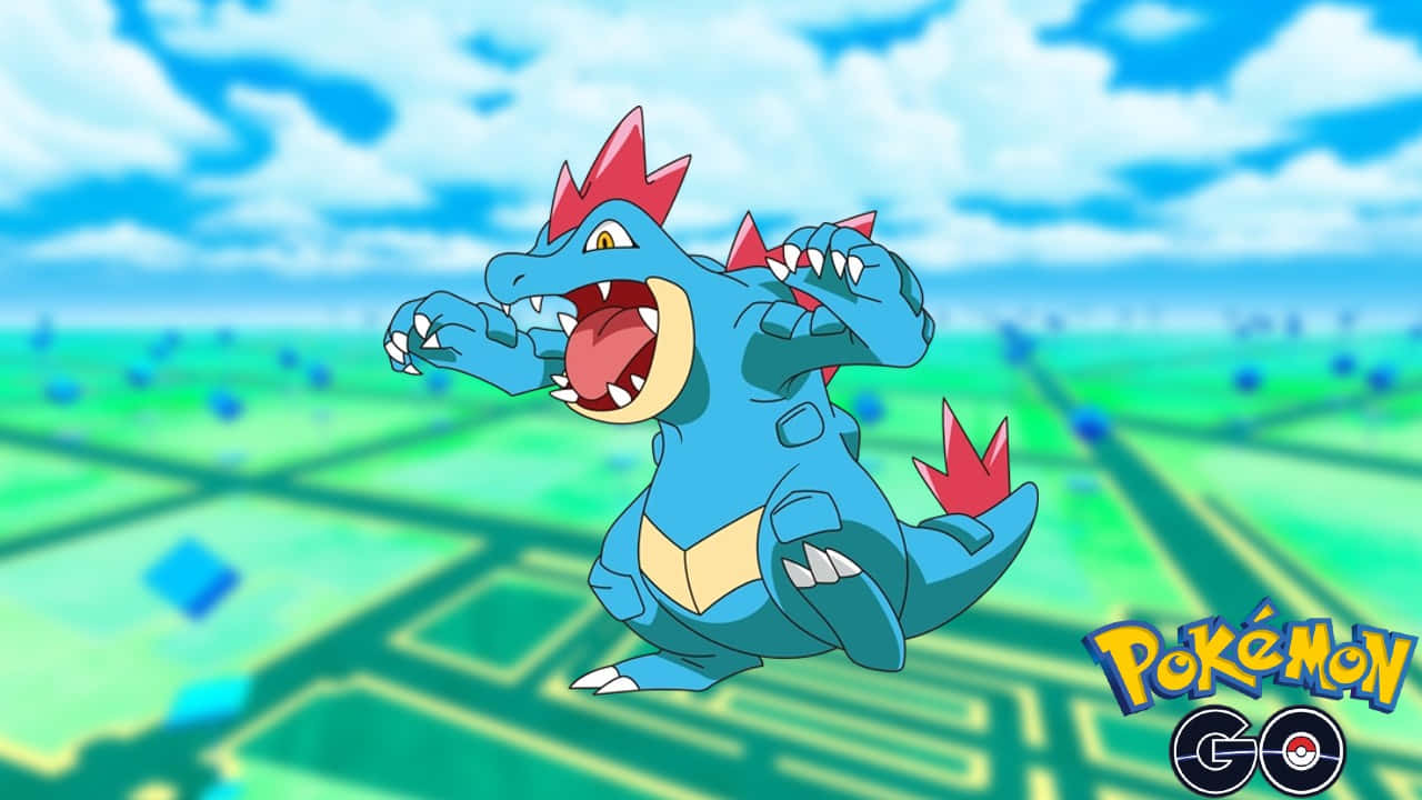 Feraligatr On A Pokemon Go Map Background