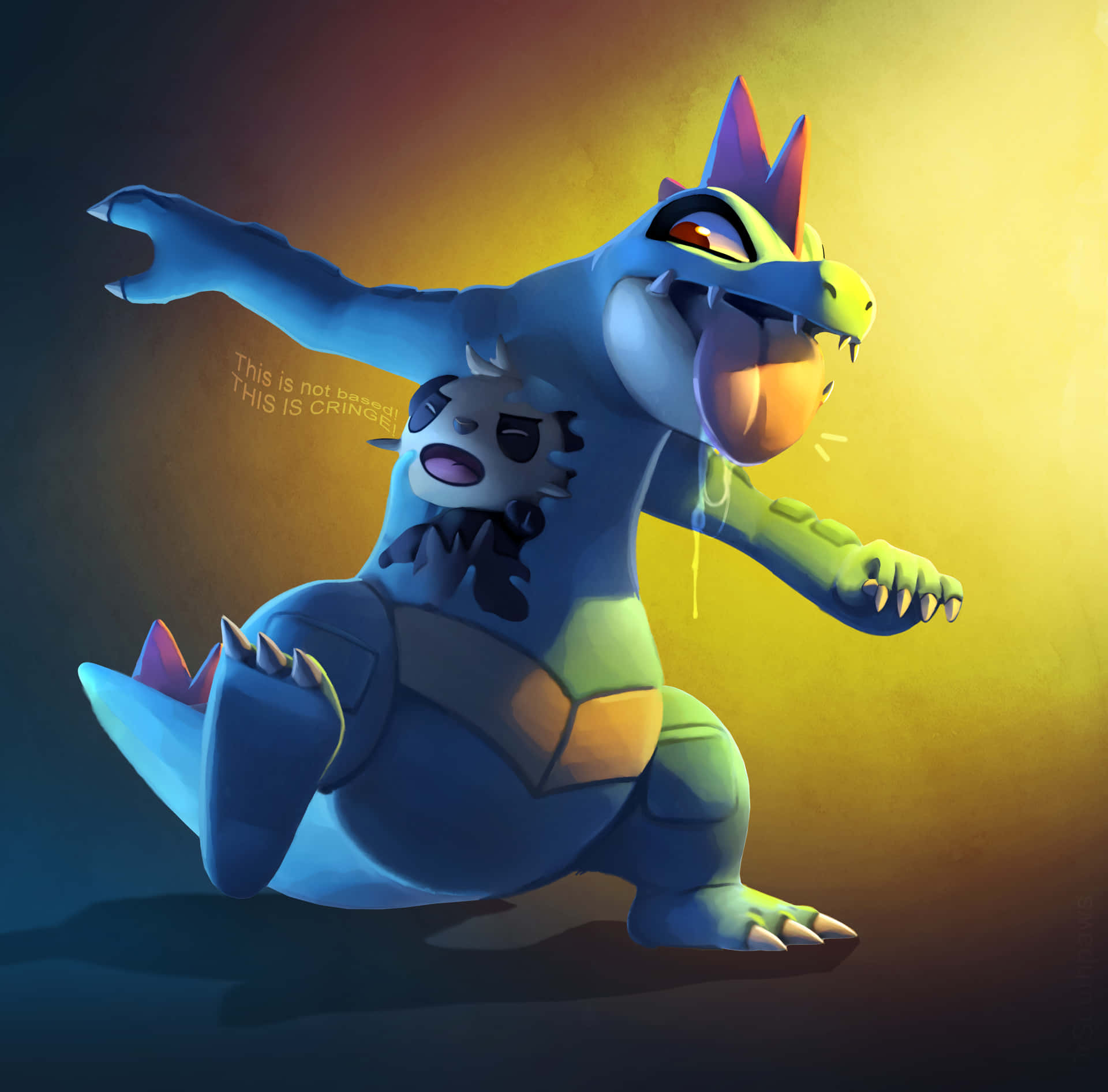 Feraligatr Sticking His Tongue Out Background