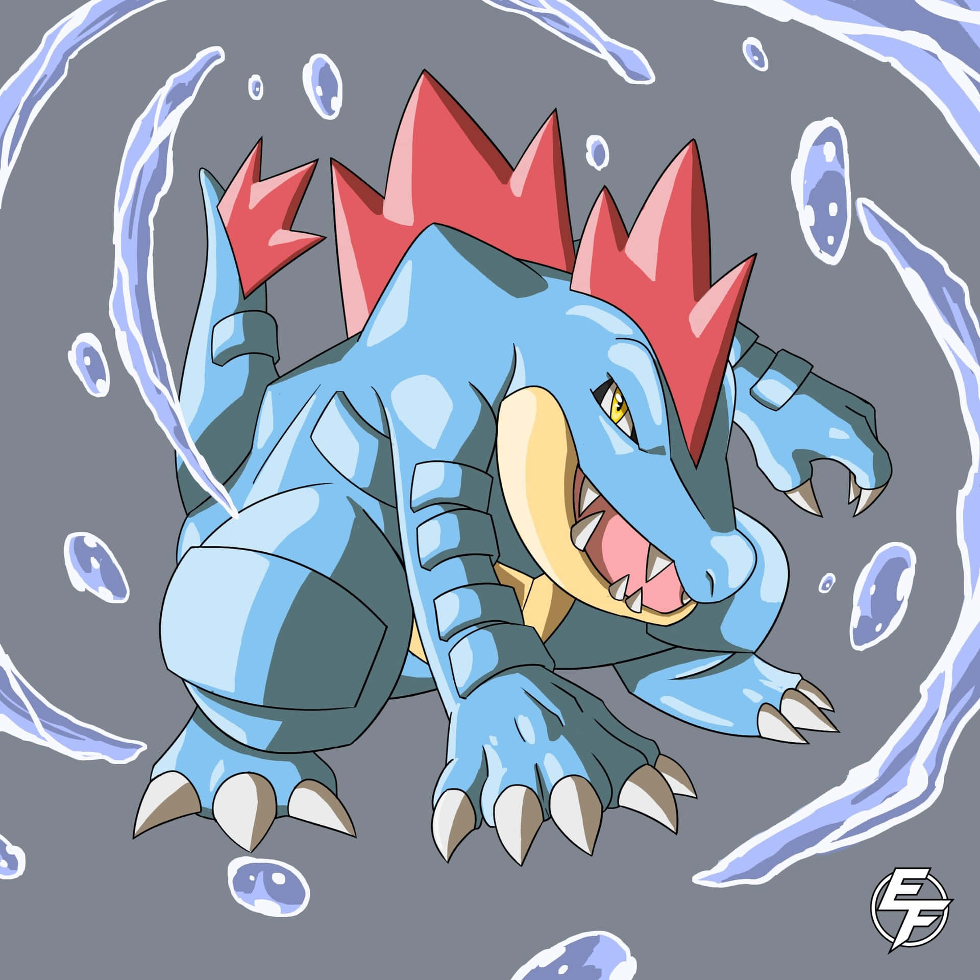 Feraligatr Unleashing His Water Power Background