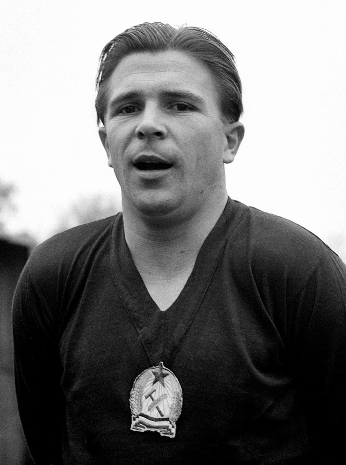 Ferenc Puskás In Action During The 1956 World Cup Background