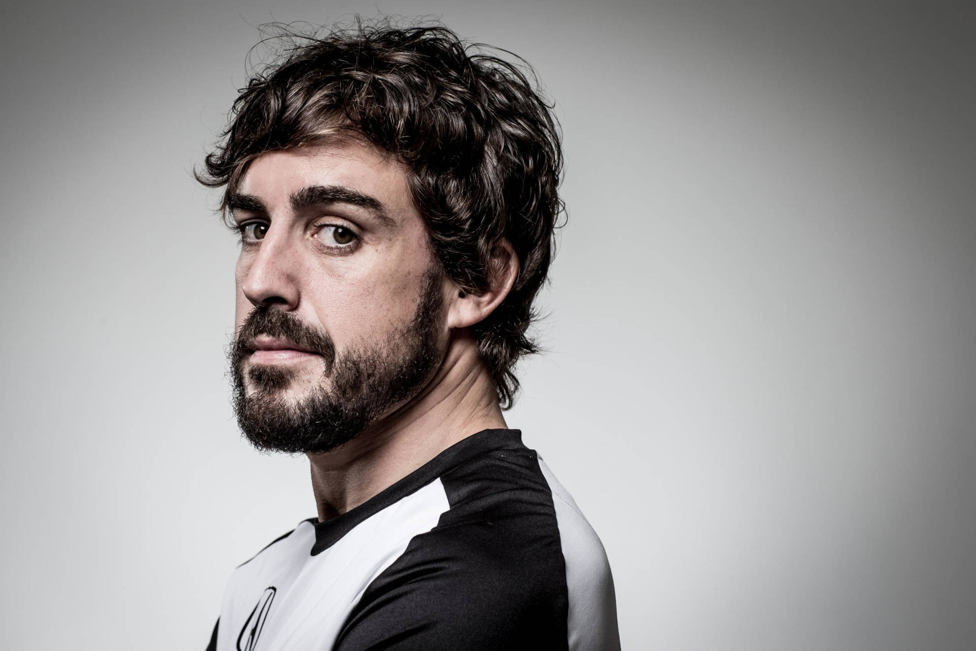 Fernando Alonso Black And White Shirt Background