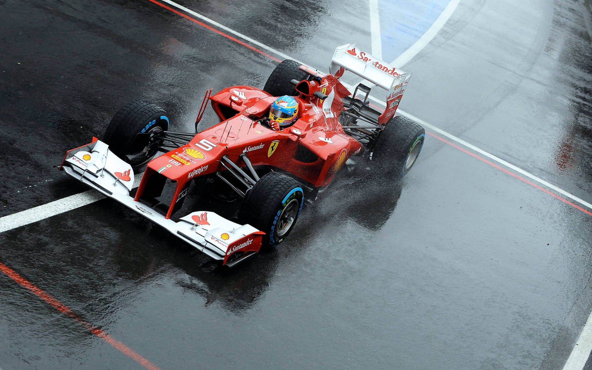 Fernando Alonso, Commanding The Wet Track Background