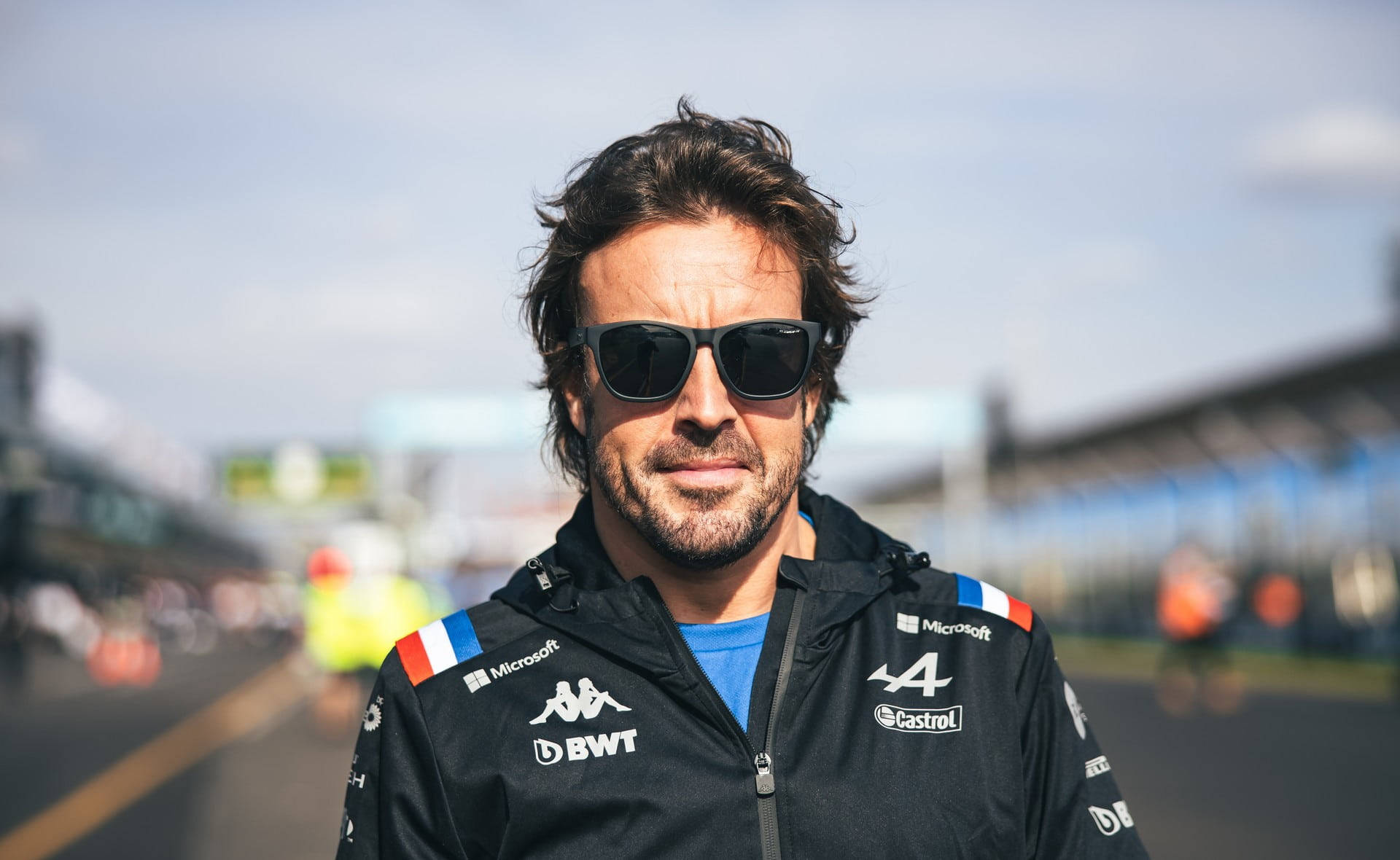 Fernando Alonso Wearing Black Sunglasses Background