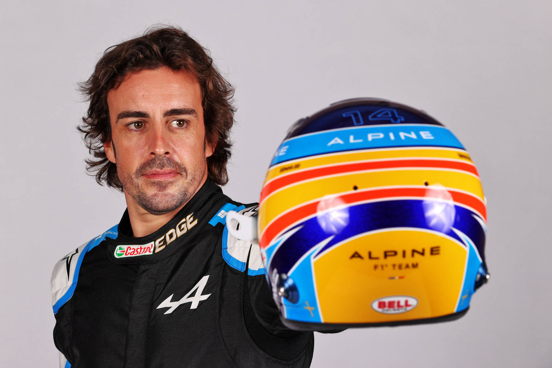 Fernando Alonso With Helmet Background