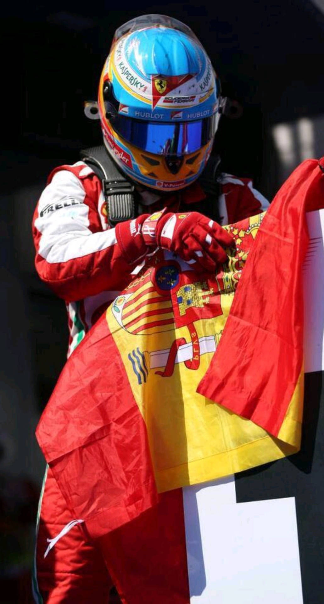 Fernando Alonso With Spanish Flag Background