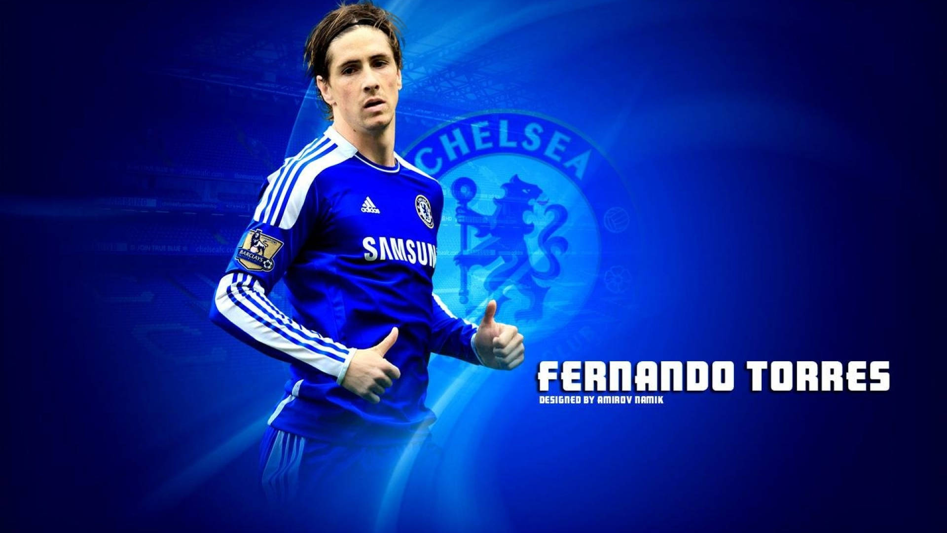Fernando Torres In A Blue Scene Background