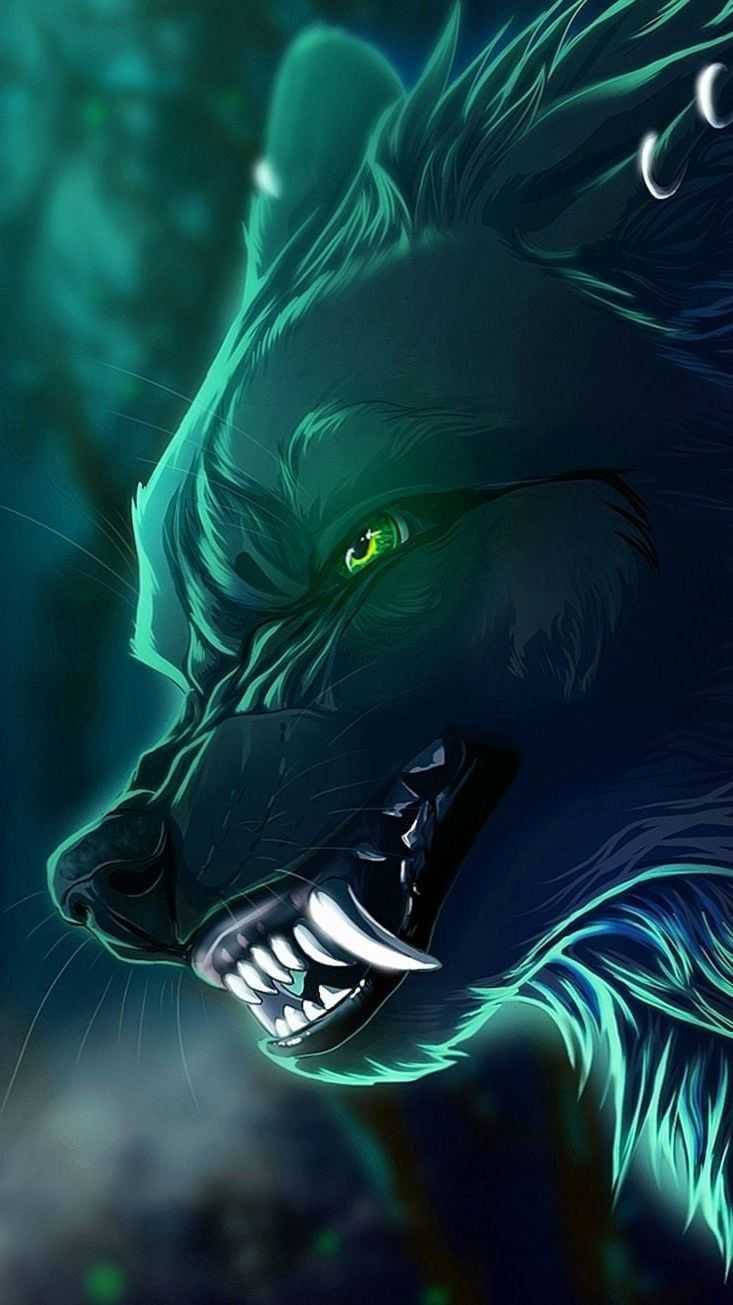 Ferocious Blue Wolf Art Background