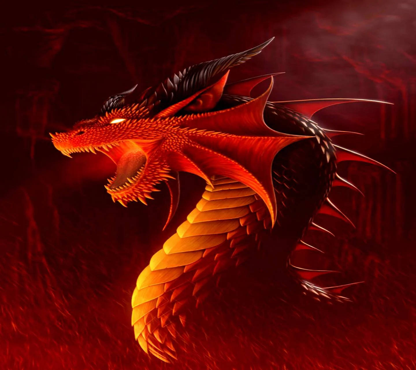 Ferocious Fire Red Dragon Background