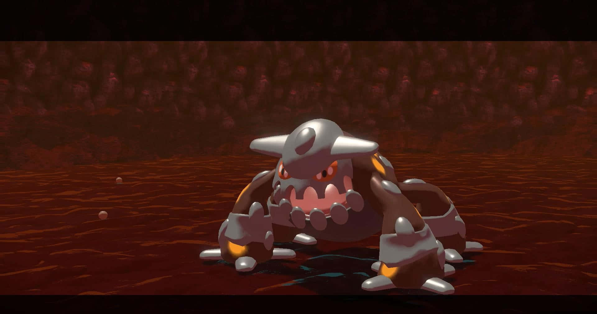Ferocious Heatran Roaring In Its Natural Habitat Background