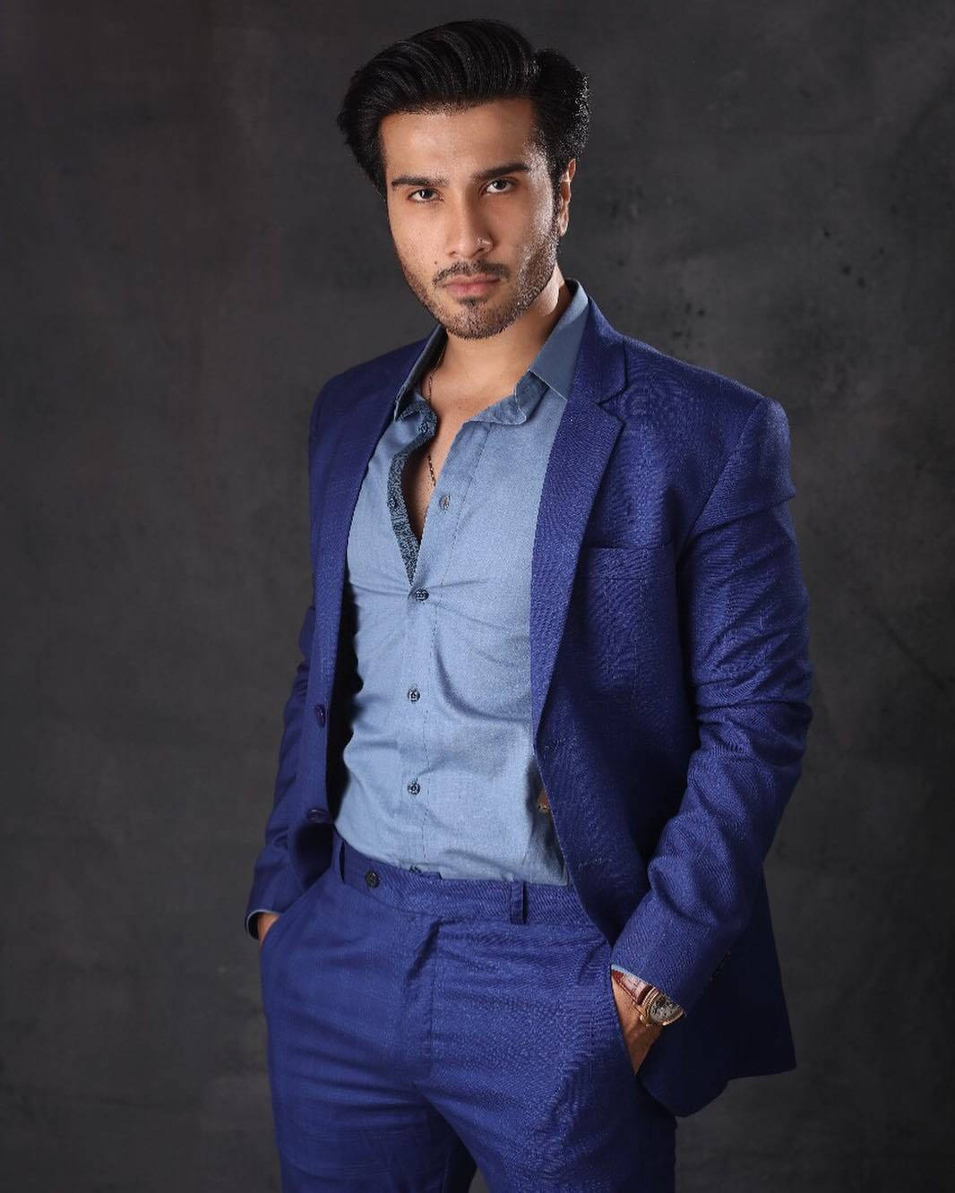 Feroz Khan Blue Suit Background