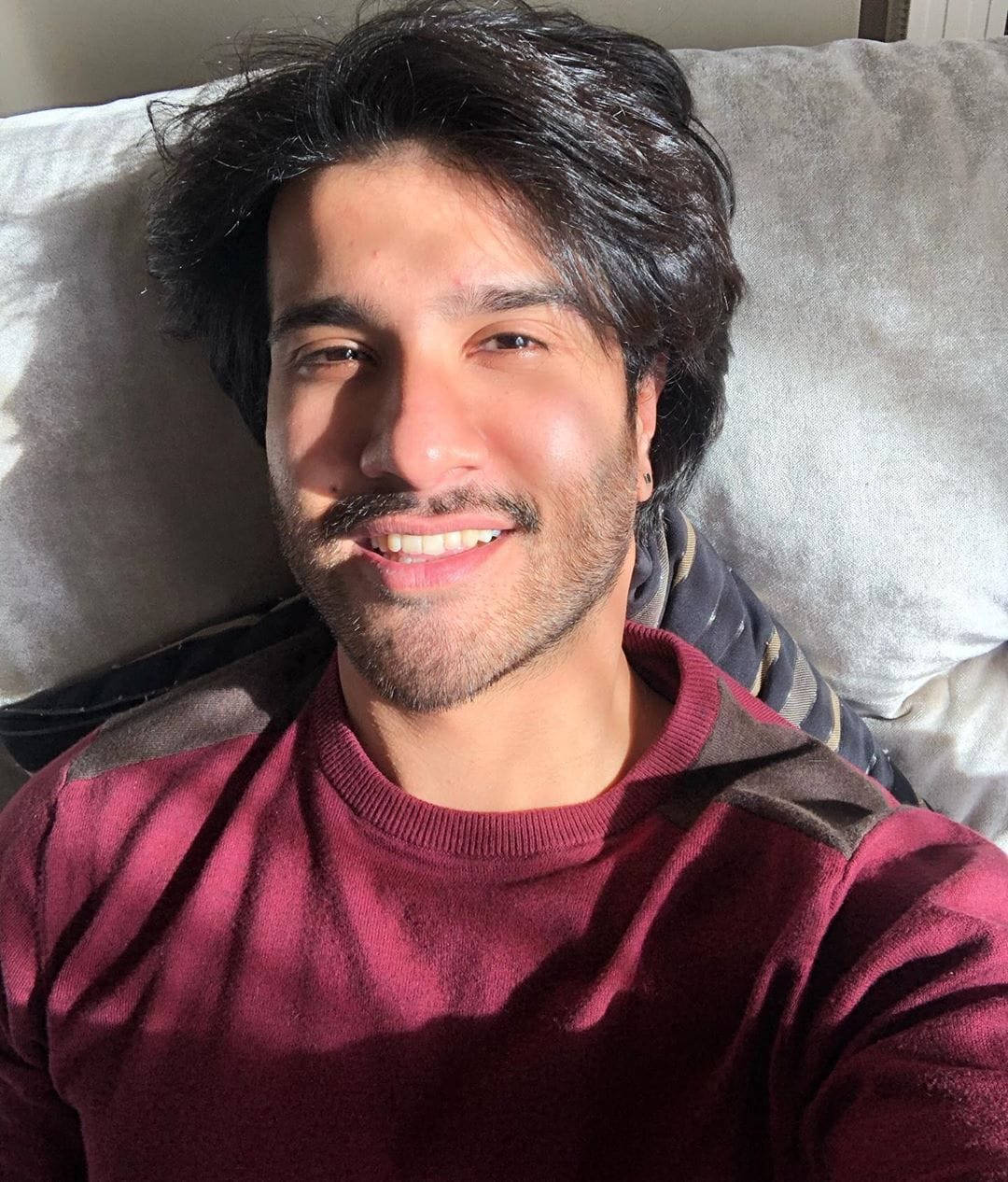 Feroz Khan Laying Down Selfie