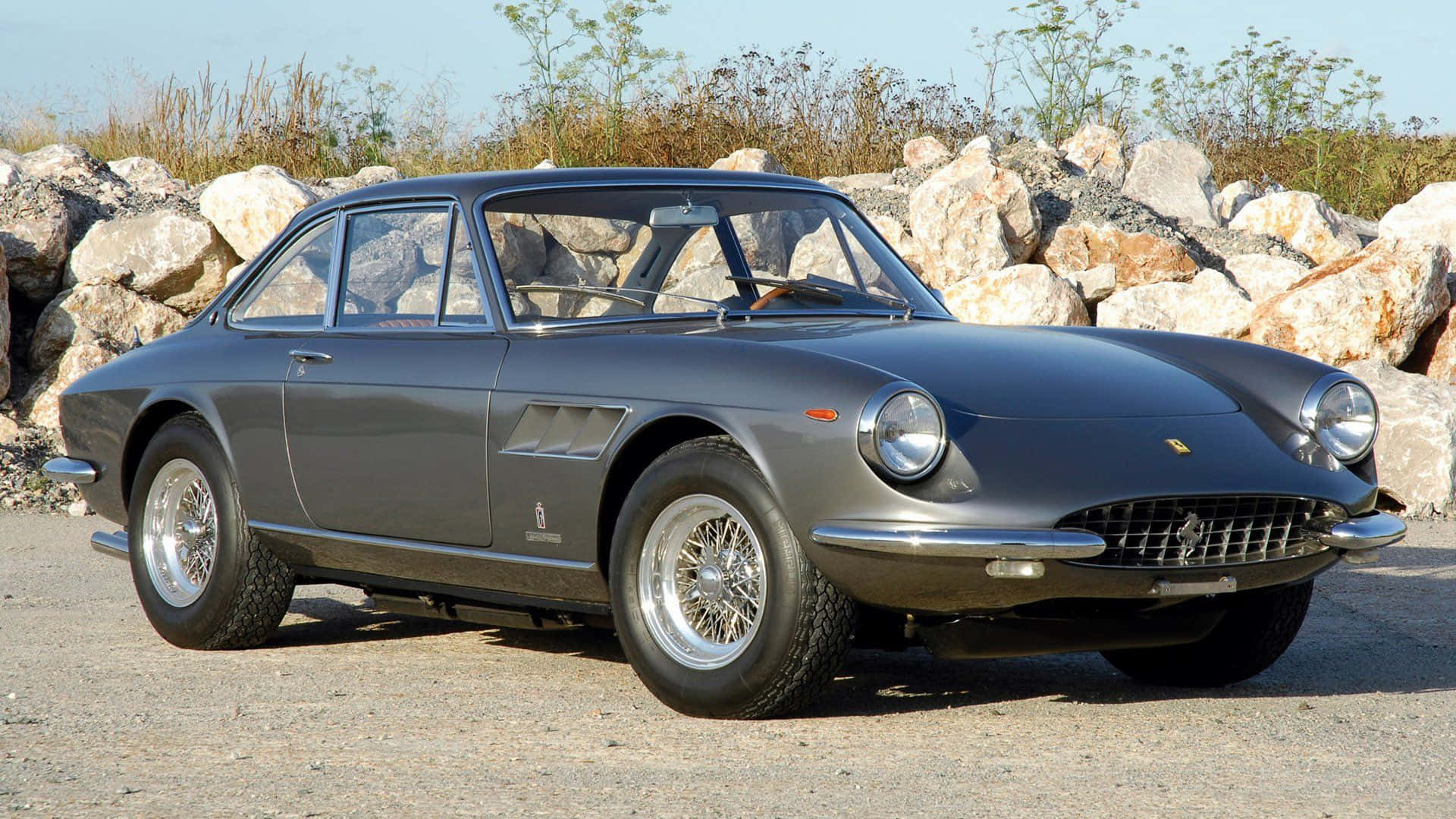 Ferrari 330 Gtc Metallic Dark Gray Background