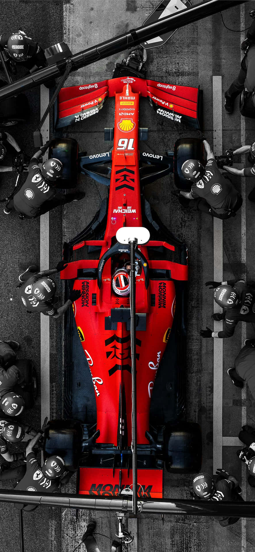 Ferrari F1 Pitstop Overhead View Background