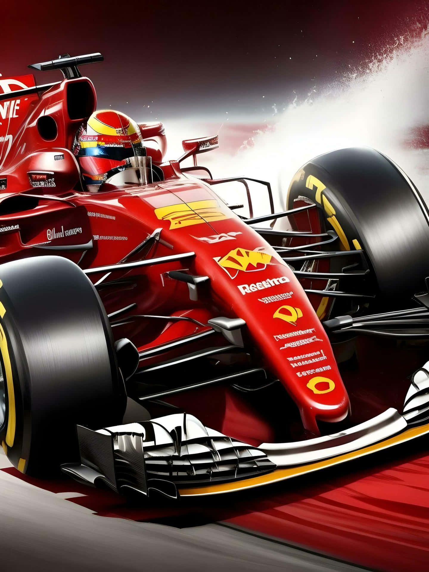 Ferrari F1 Racing Car Illustration Background
