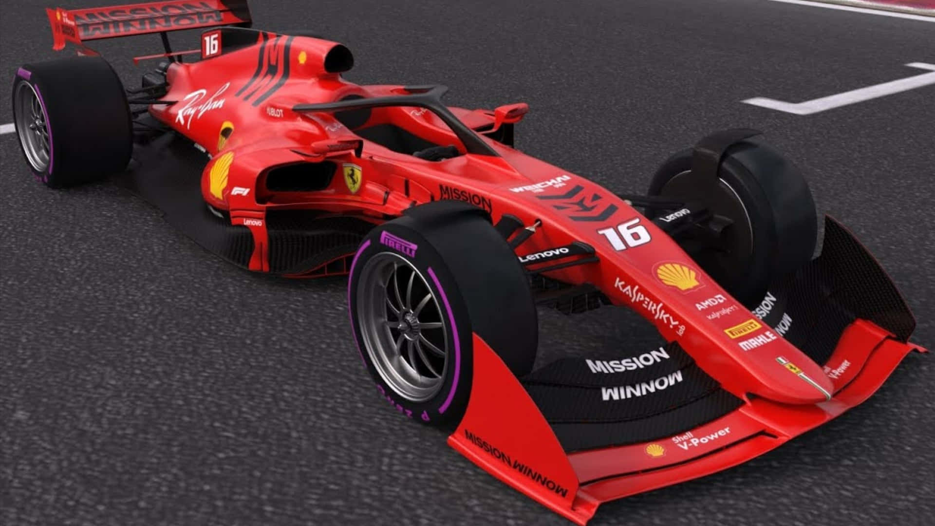 Ferrari F1 Racing Car In The Race Background
