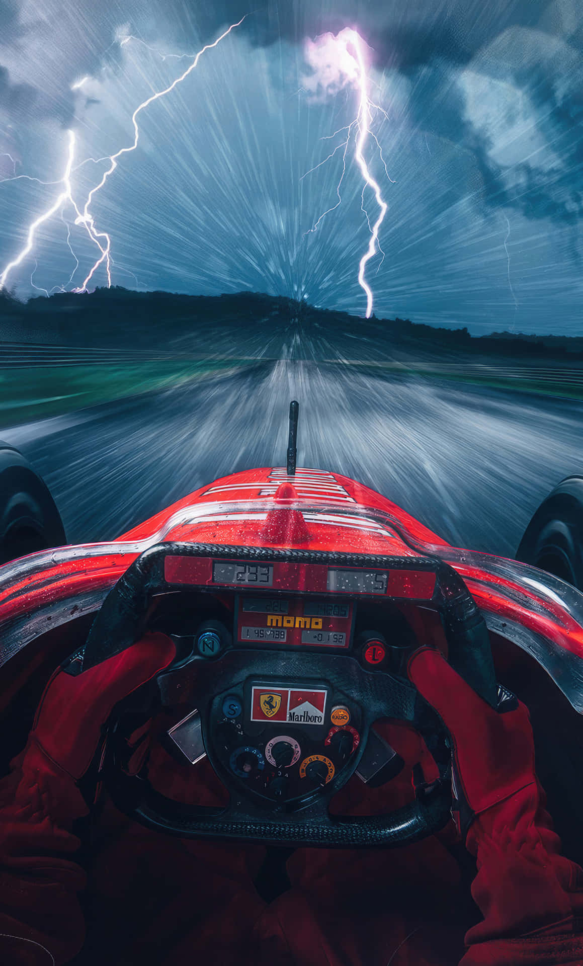 Ferrari F1 Stormy Race Tracki Phone Wallpaper Background