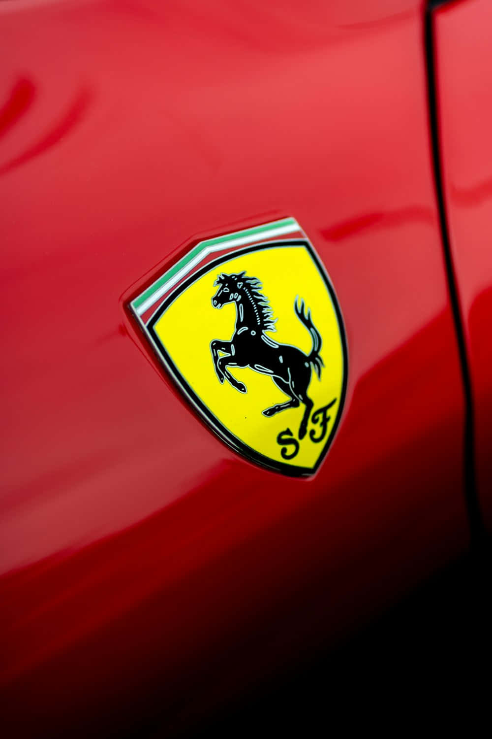Ferrari Logo Closeup Red Background Background