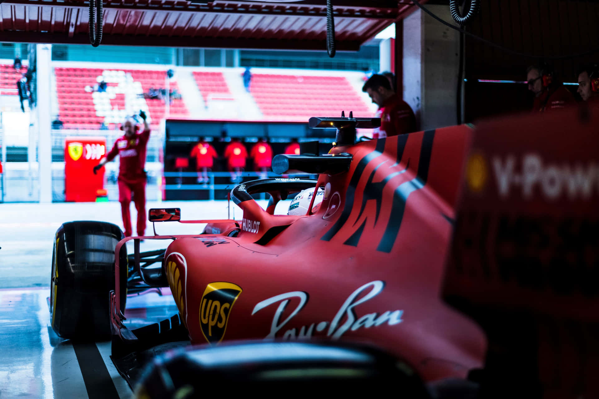 Ferrari Sf90 Stradale F1 Soaring Through The Circuit Background