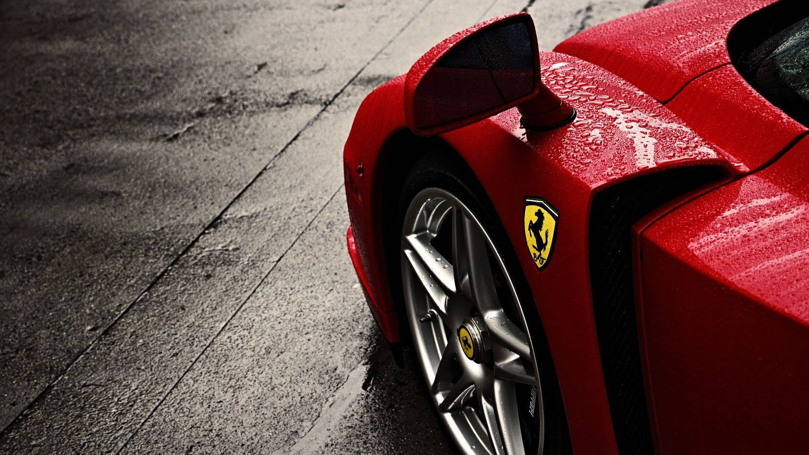 Ferrari Supercar In Rain Background