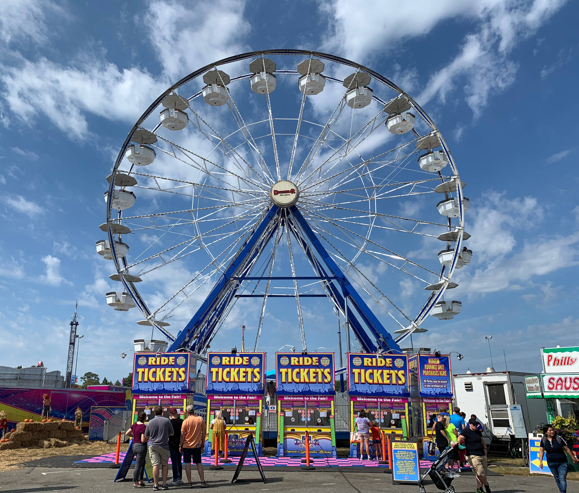 Ferris Wheel And Ticket Booths Fair Background