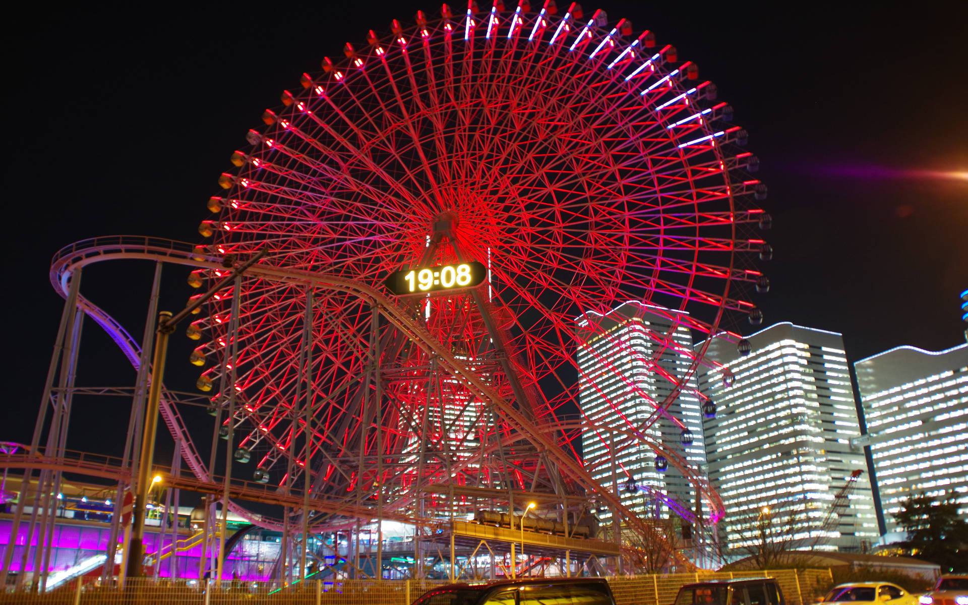 Ferris Wheel In Yokohama Japan Background