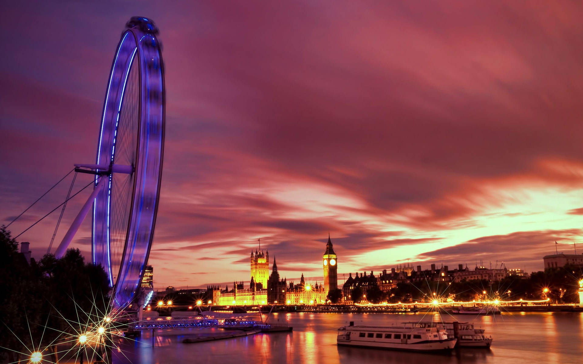 Ferris Wheel Timelapse On River Thames Background