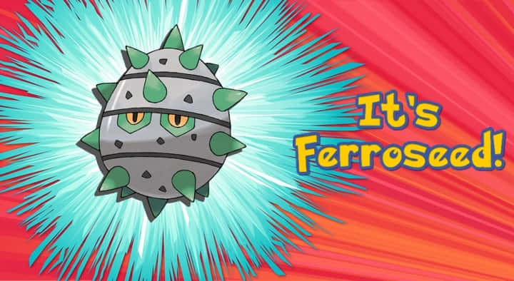 Ferroseed With Blue Rays Background
