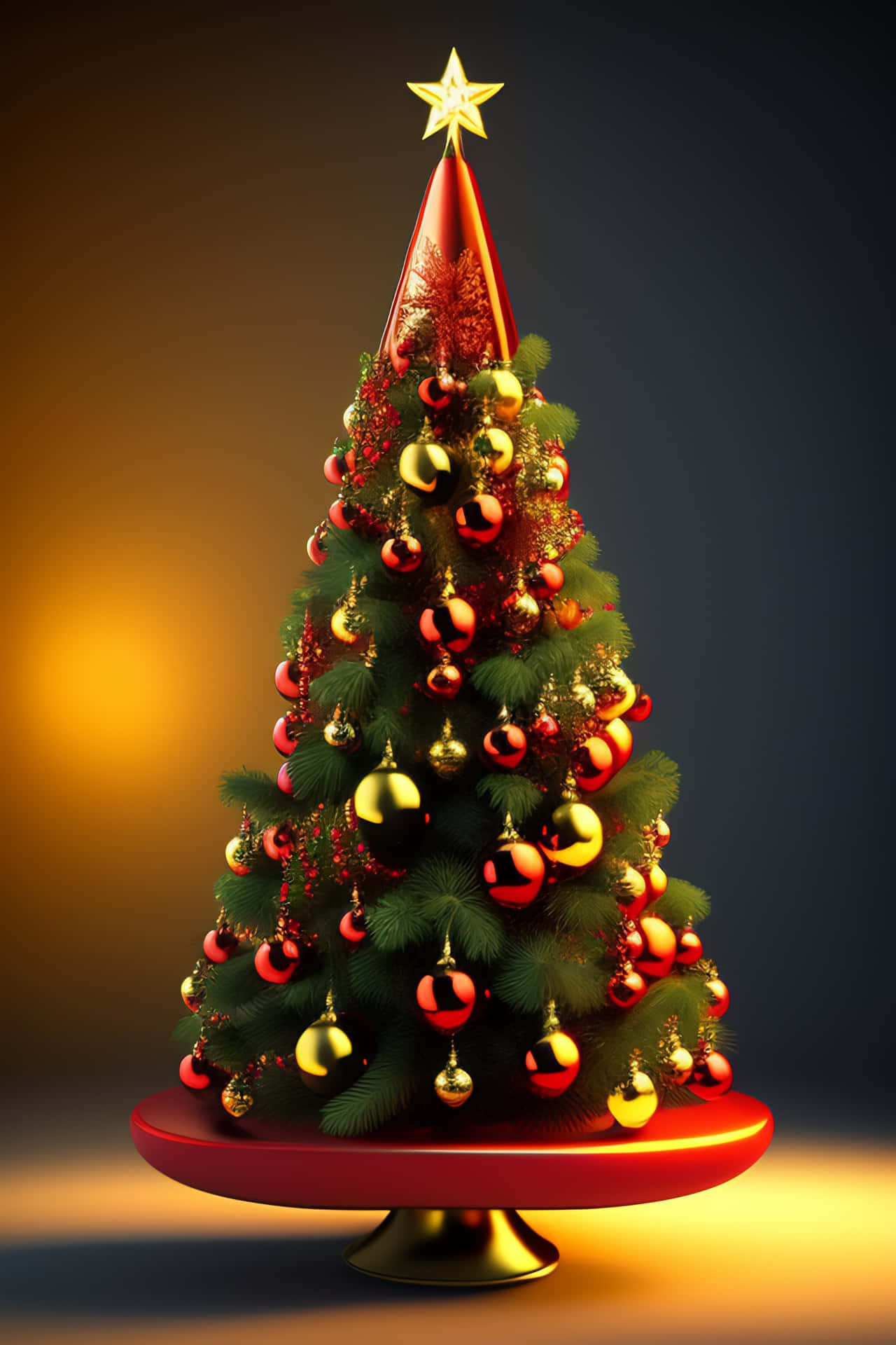 Festive 3d Christmas Decorations On A Rustic Wooden Table Background