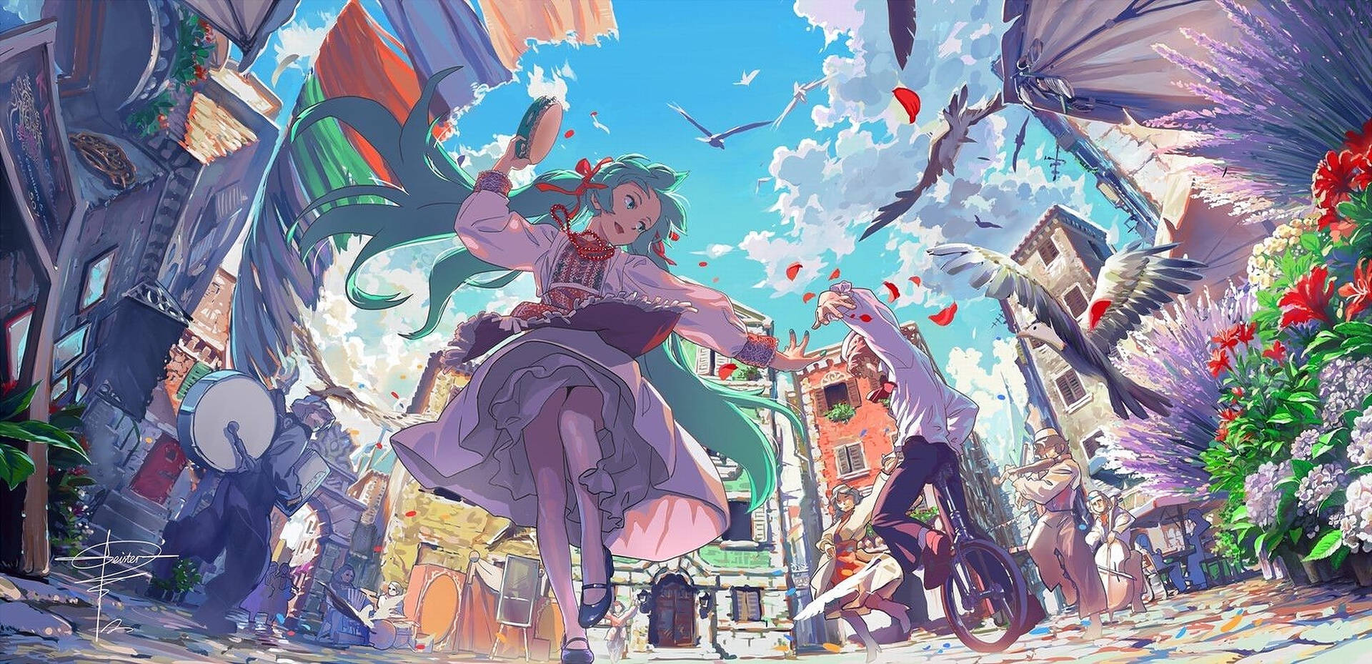 Festive Anime Dance Background