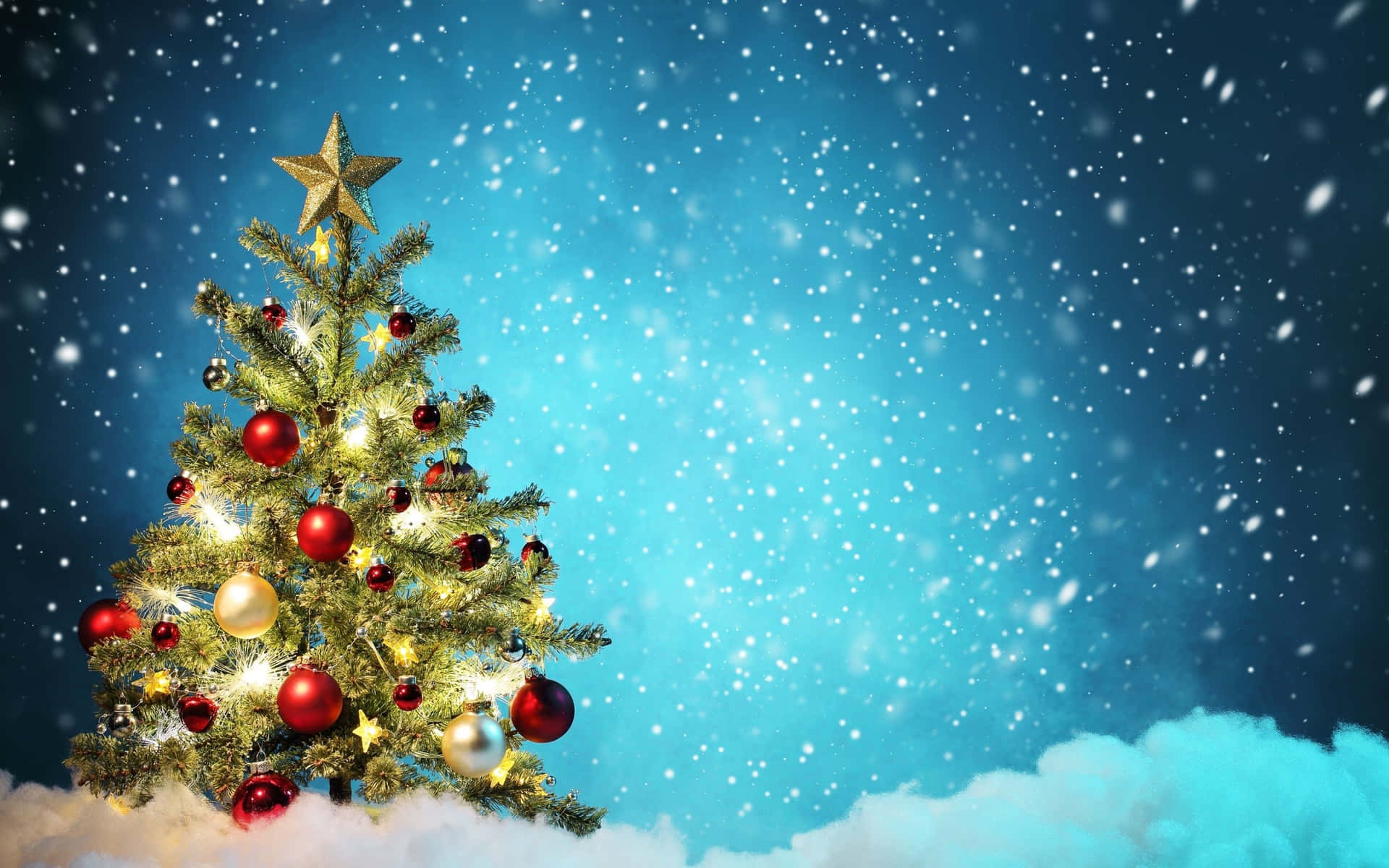 Festive Blue Christmas Scene Background